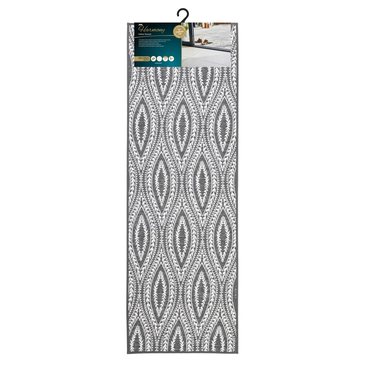 JVL Harmony Machine Washable Entrance Doormat and Runner Set - Grey – image 3