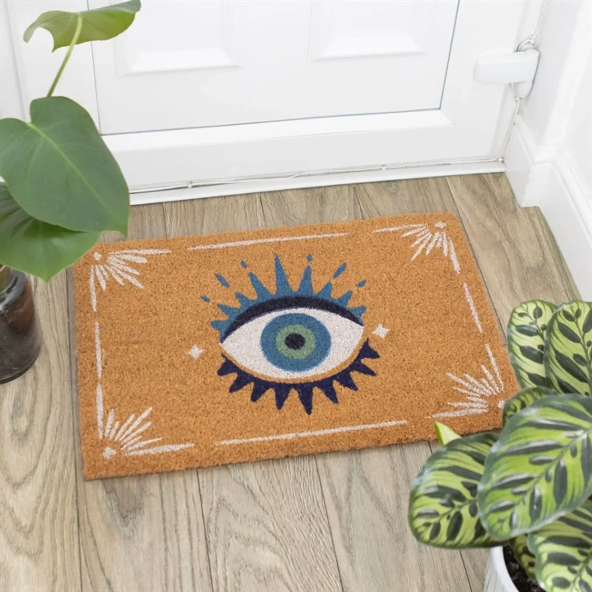 Natural All Seeing Eye Doormat Whimsical Blue Front Door Mat - Brown – image 2