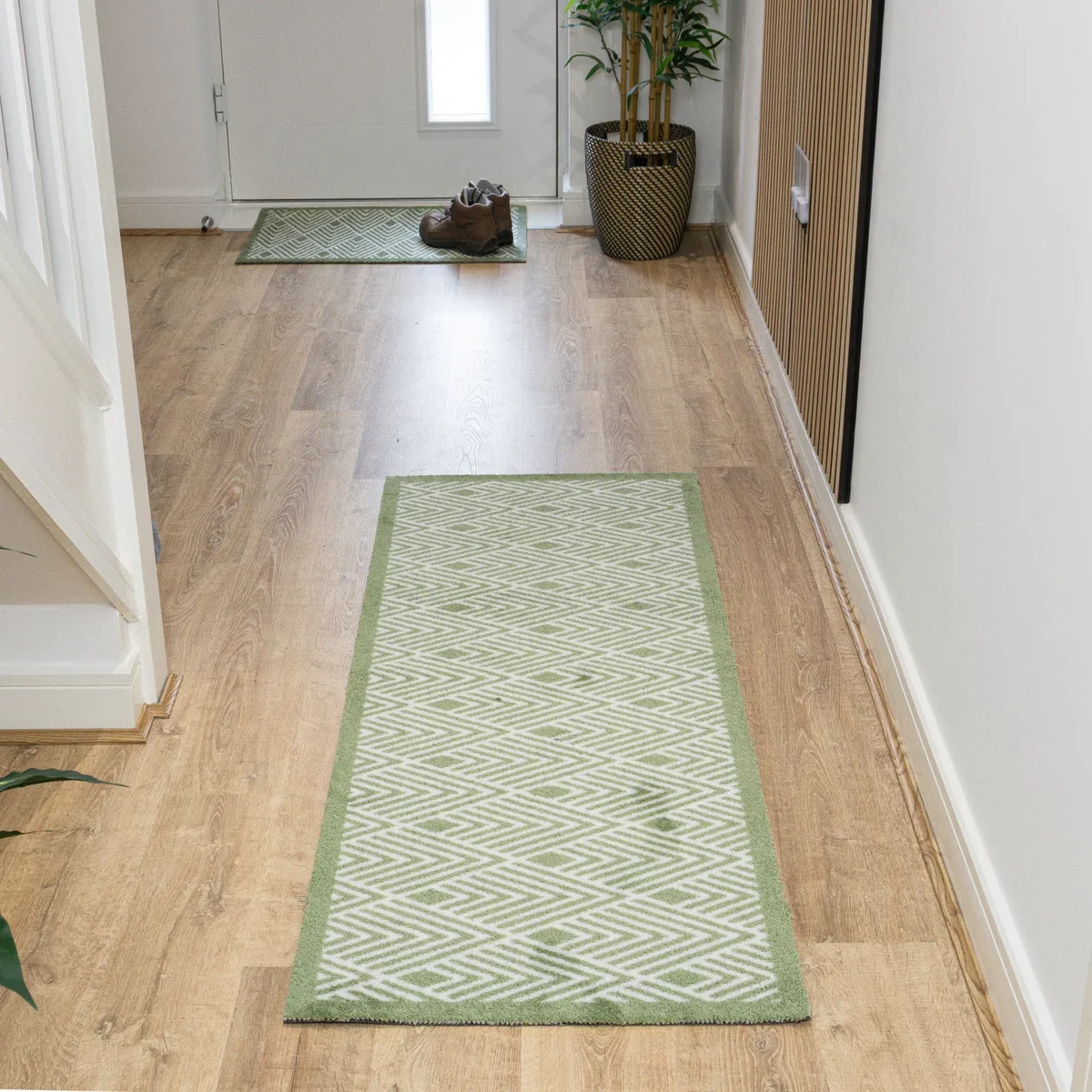 Machine Washable Mega Mat Entrance Doormat and Runner - Geo - Green – image 5