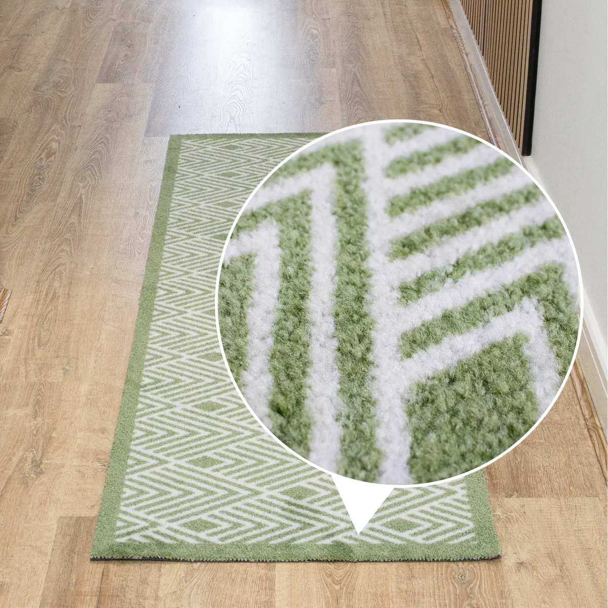 Machine Washable Mega Mat Entrance Doormat and Runner - Geo - Green – image 6