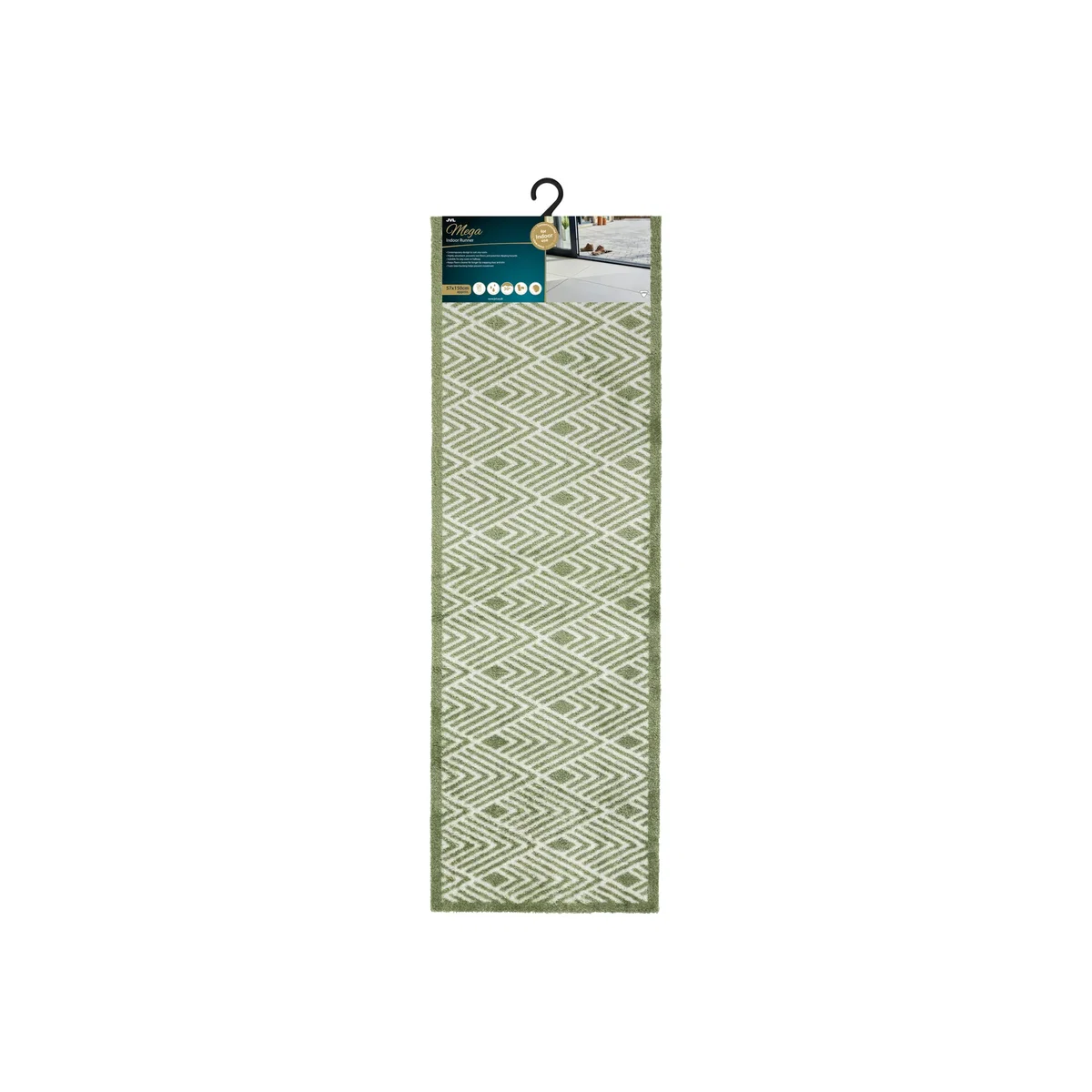 Machine Washable Mega Mat Entrance Doormat and Runner - Geo - Green – image 1