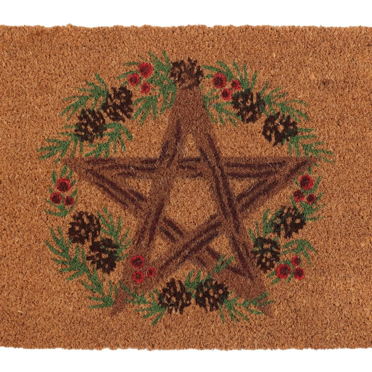 Something Different Winter Solstice Pentagram Door Mat - Brown/Green/Red – image 2