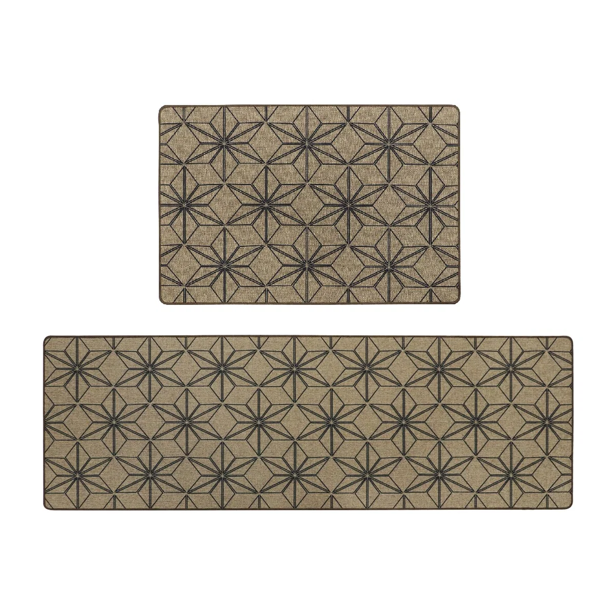 JVL Elegance Doormat and Runner Set - Stars - Brown
