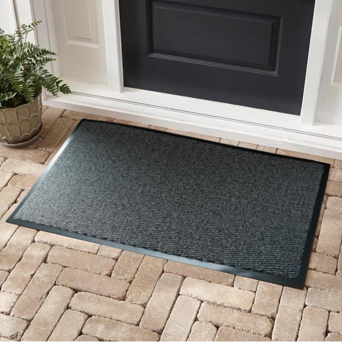 Non Slip Heavy Duty Dirt Rubber Edged PVC Barrier Door Entrance Mats - Silver / 60cm / 80cm