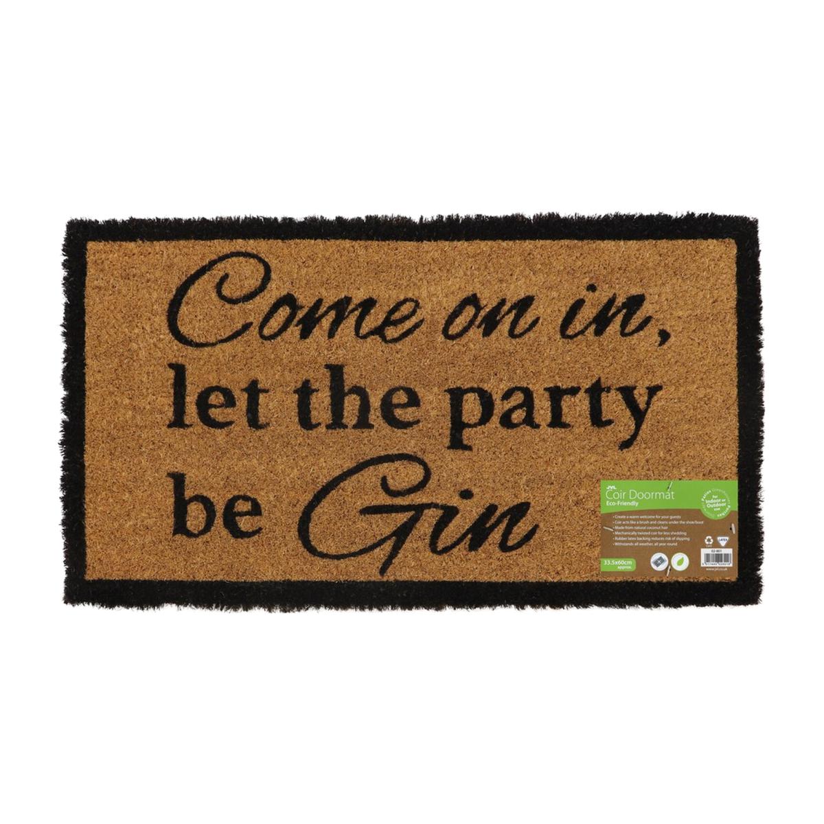 Latex Backed Gin Coir Door Mat - Natural Coir with Black Design – image 1