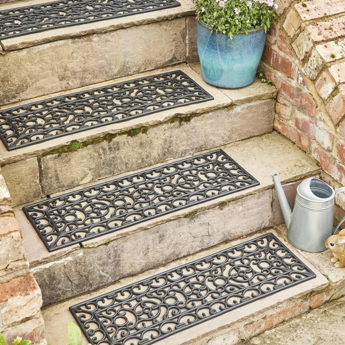 4x Pack - Radcliffe Iron-Effect Doormat Rubber Rectangle - Black – image 2