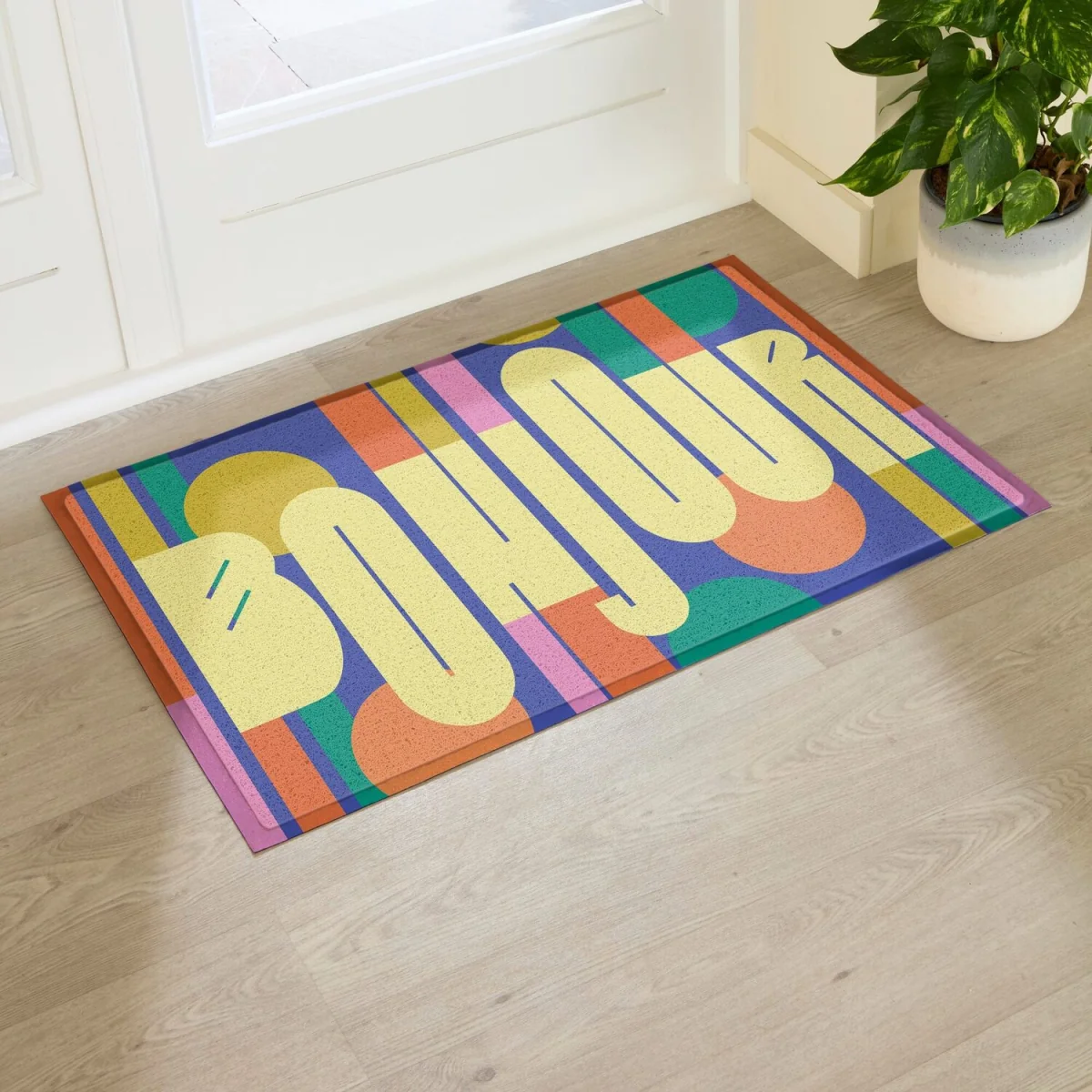 Elizabeth Olwen Bonjour Indoor/Outdoor Doormat (90x60cm) - Multi / 90 x 60cm