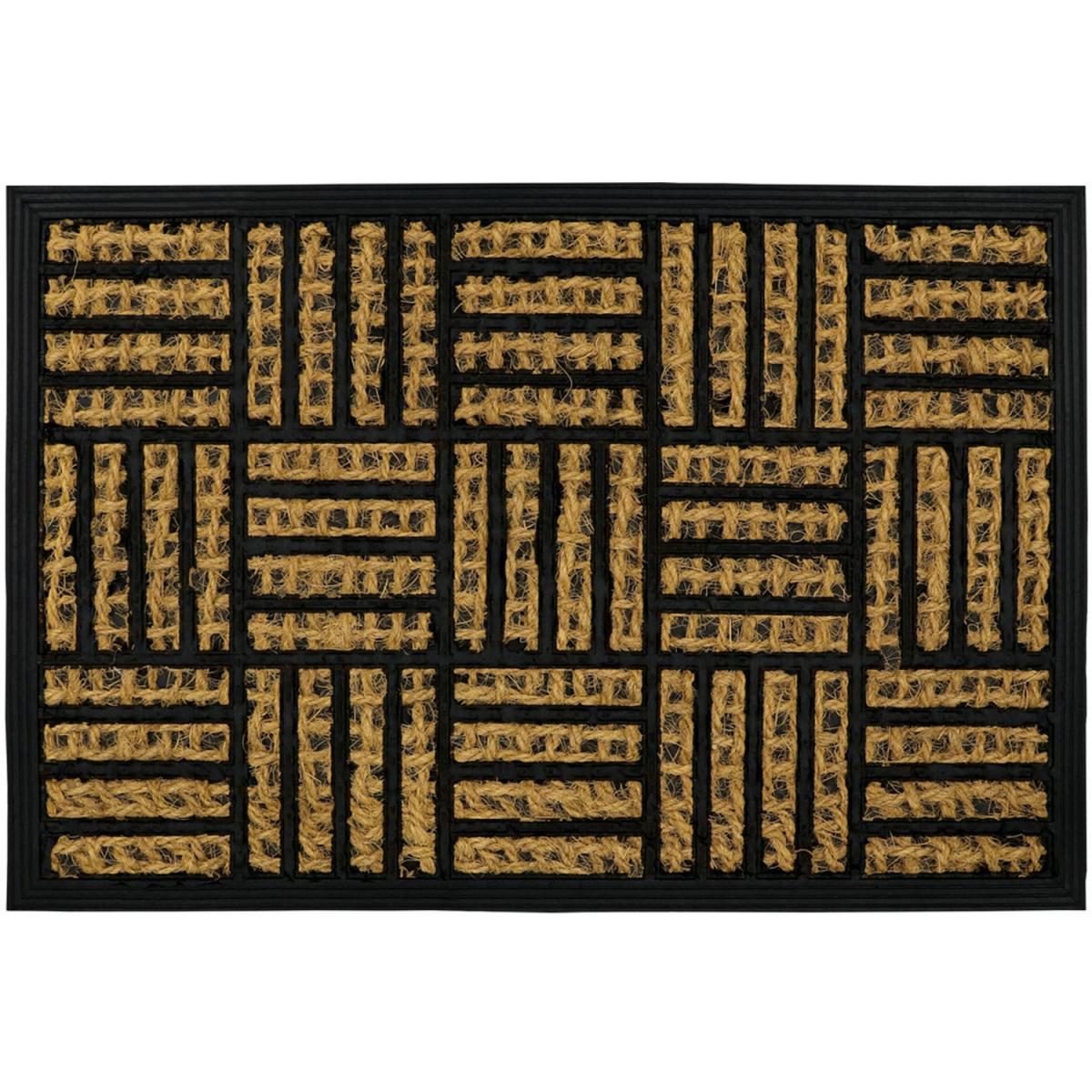 JVL Alba Woven Tuffscrape Doormat, 40x60cm, Squares - Black/Brown – image 3