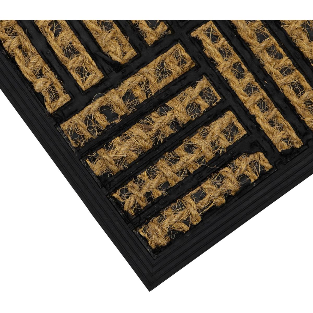 JVL Alba Woven Tuffscrape Doormat, 40x60cm, Squares - Black/Brown – image 4