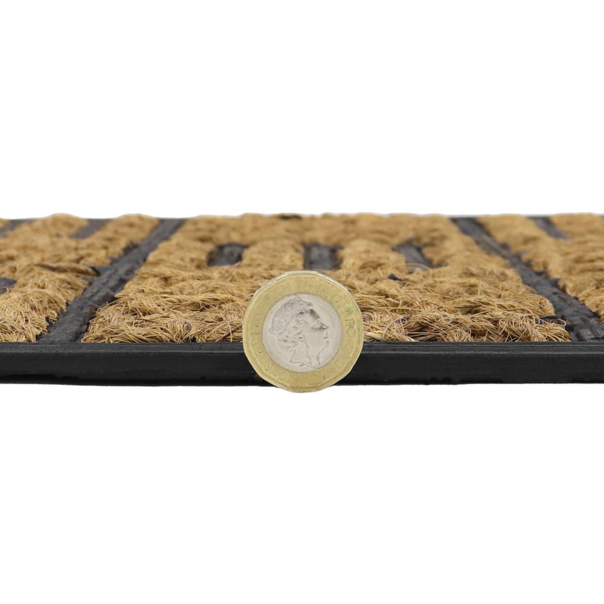 JVL Alba Woven Tuffscrape Doormat, 40x60cm, Squares - Black/Brown – image 5