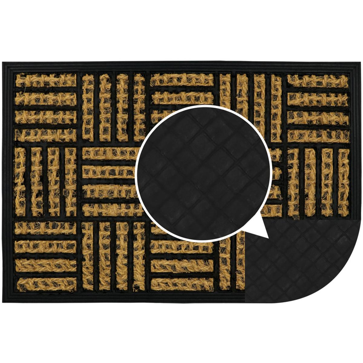 JVL Alba Woven Tuffscrape Doormat, 40x60cm, Squares - Black/Brown – image 6