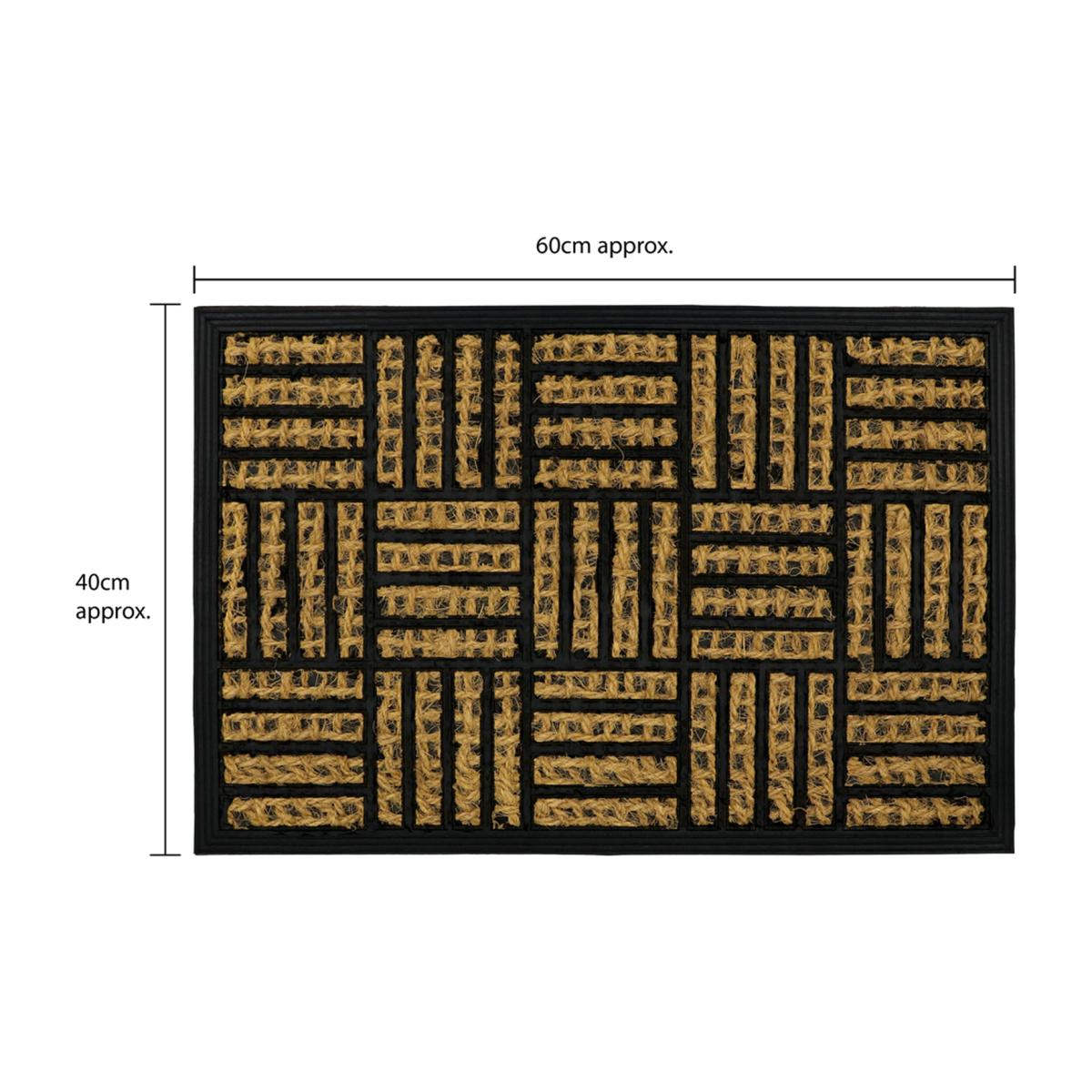 JVL Alba Woven Tuffscrape Doormat, 40x60cm, Squares - Black/Brown – image 1