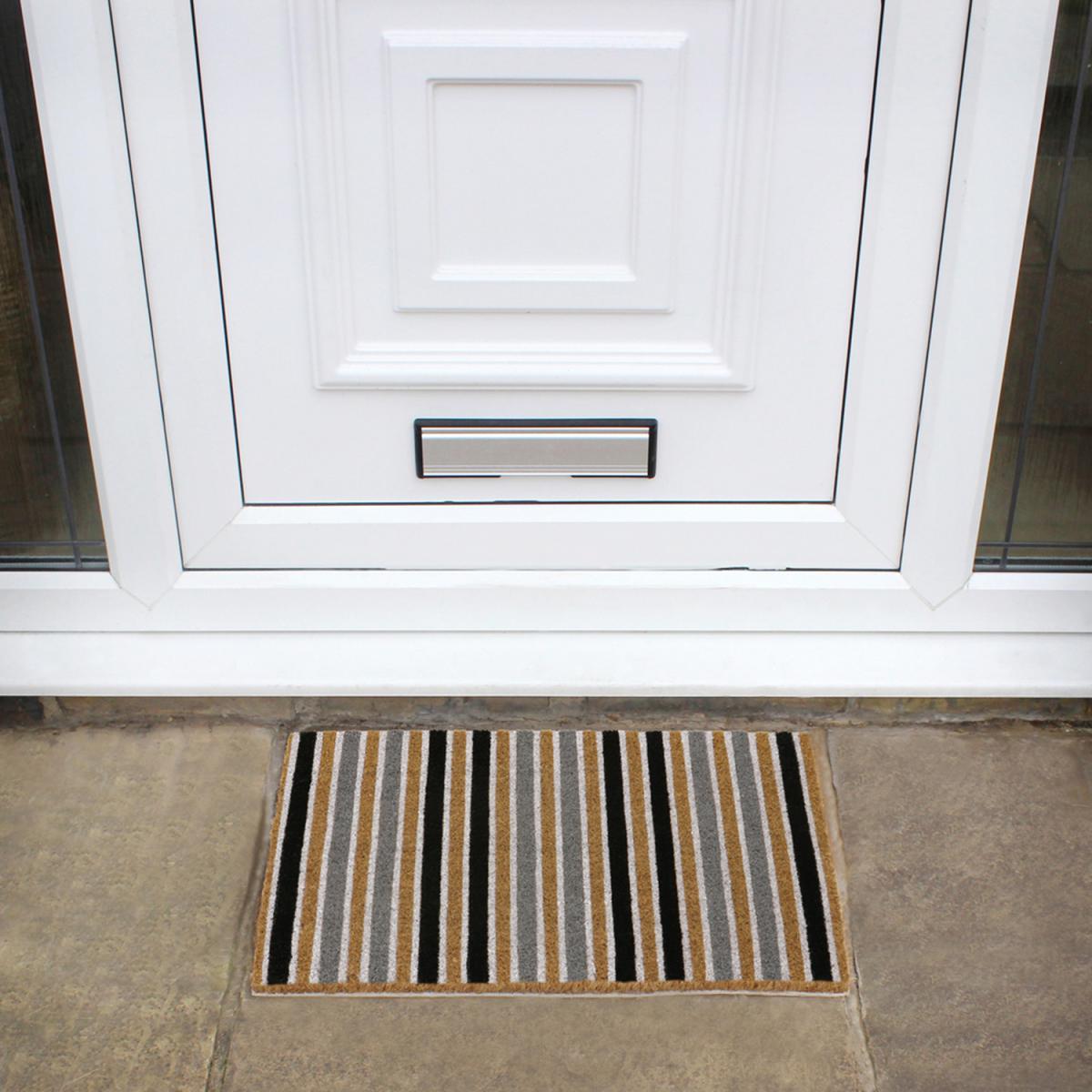Eco Friendly Entrance Door Mat,Grey Stripe Design  - Grey – image 5