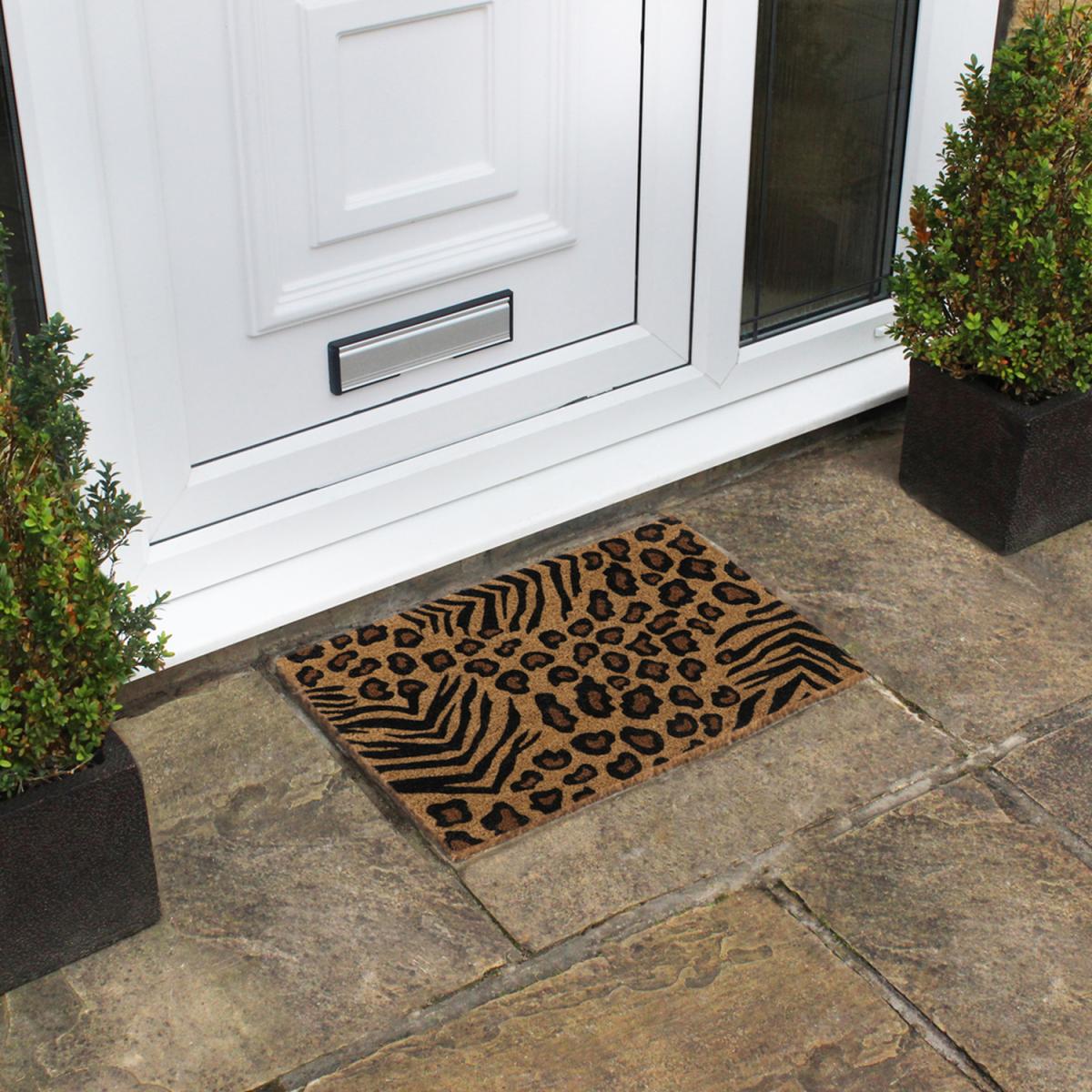 JVL Eco-Friendly Animal Print Door Mat - Brown – image 1