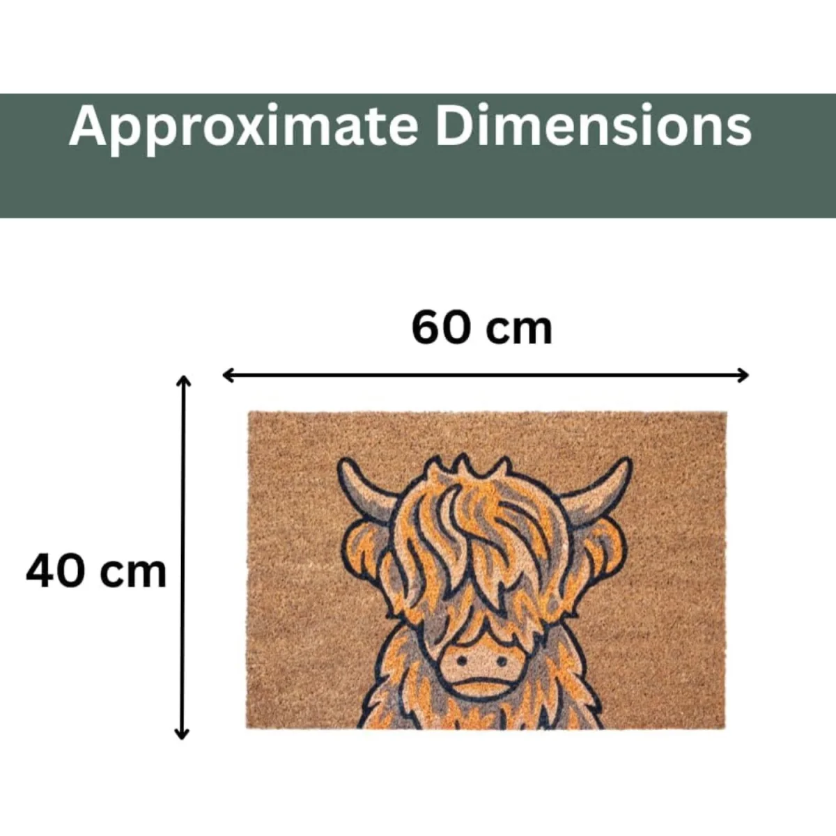Highland Cow Front Door Mat Coir Doormat - Brown – image 2