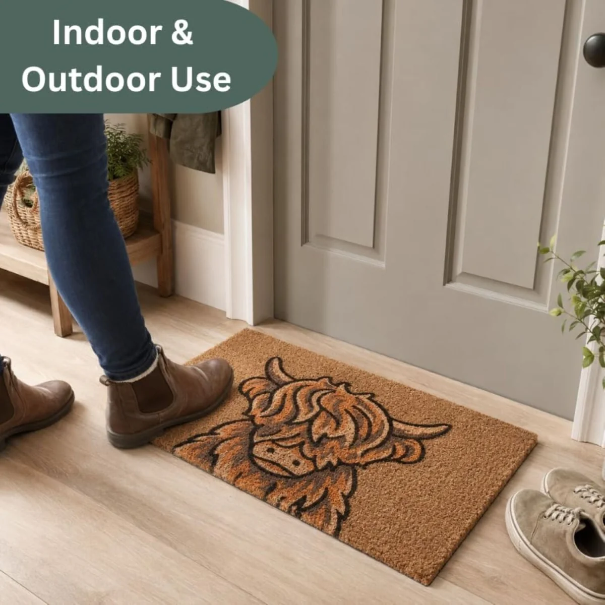 Highland Cow Front Door Mat Coir Doormat - Brown – image 6