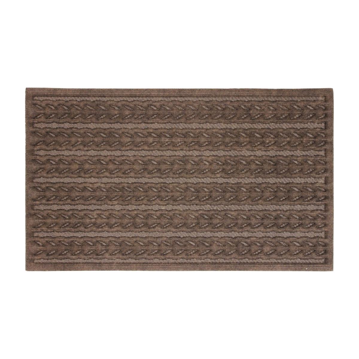 Knit Design Scraper Braided Door Mat, Brown – image 1