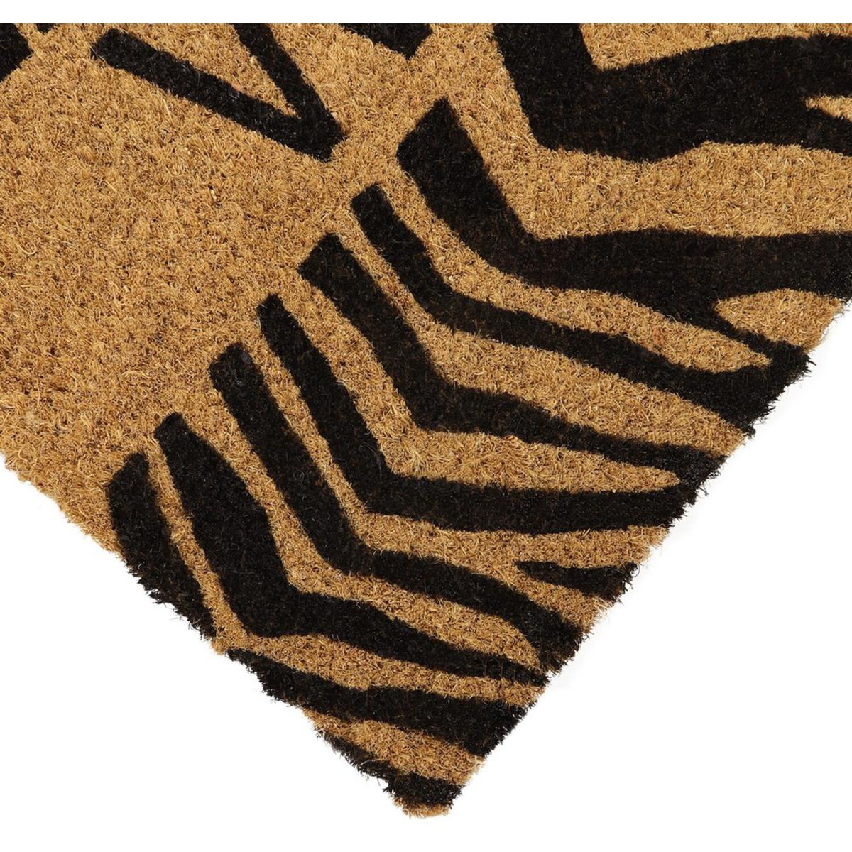 Latex Back Welcome Zebra Coir Door Mat - Natural Coir With Black Design – image 3