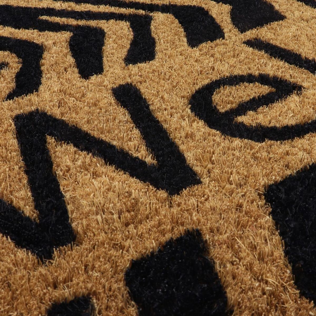 Latex Back Welcome Zebra Coir Door Mat - Natural Coir With Black Design – image 4