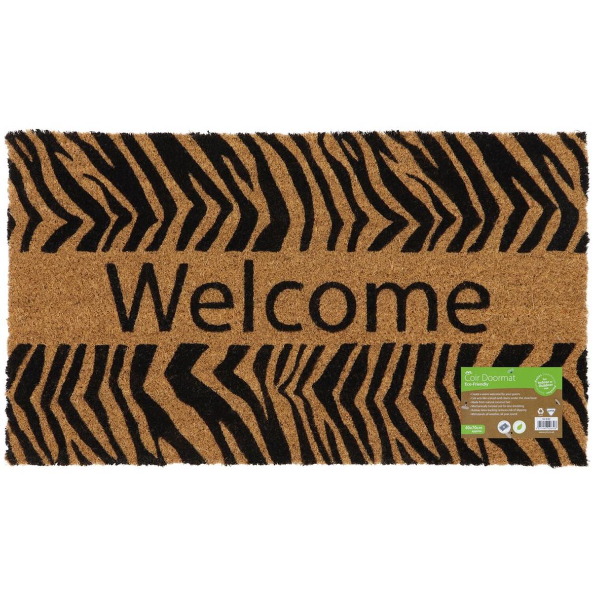 Latex Back Welcome Zebra Coir Door Mat - Natural Coir With Black Design – image 5