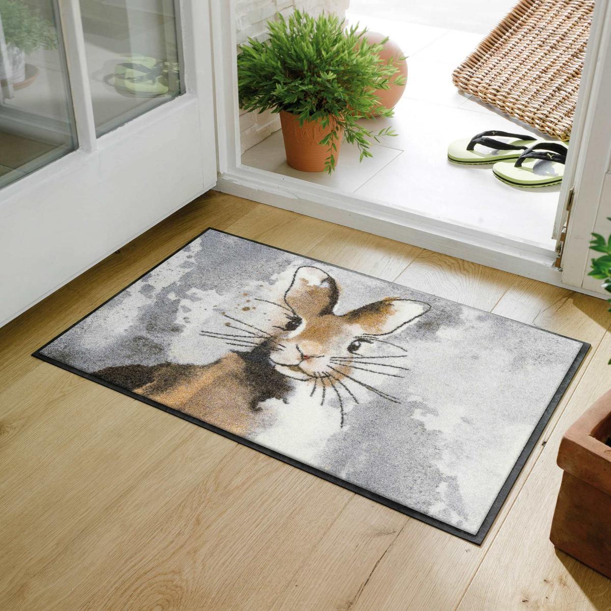 Hopps Bunny Rabbit Washable Floor Mats in Grey – image 1