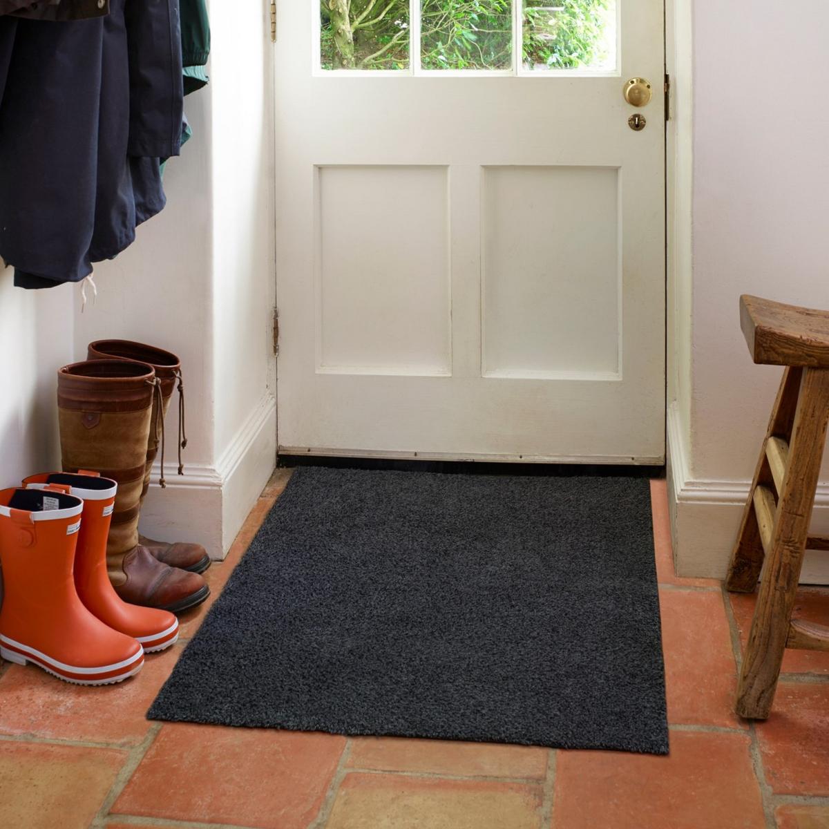 Multi Grip Washable Plain Doormat in Graphite Grey 75x150cm – image 2