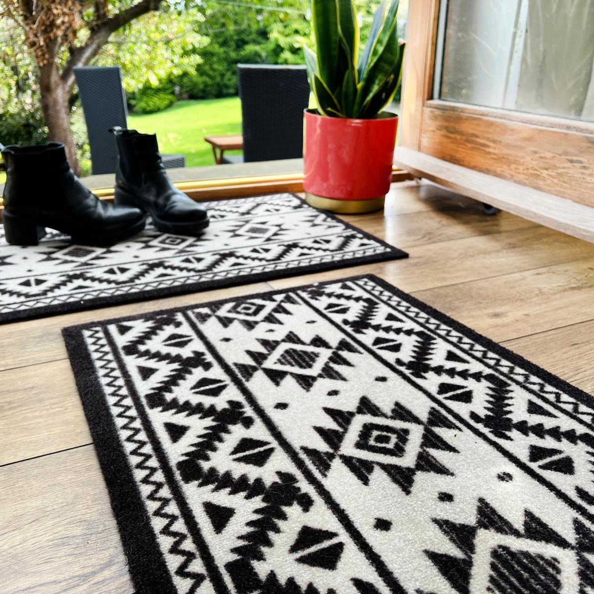 My Tribal Washable Indoor Doormat in Black 50x75cm – image 1