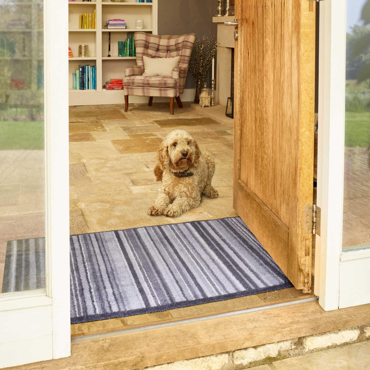 Stripe Washable Doormats in Slate Grey by Turtlemat&nbsp;60x85cm – image 2