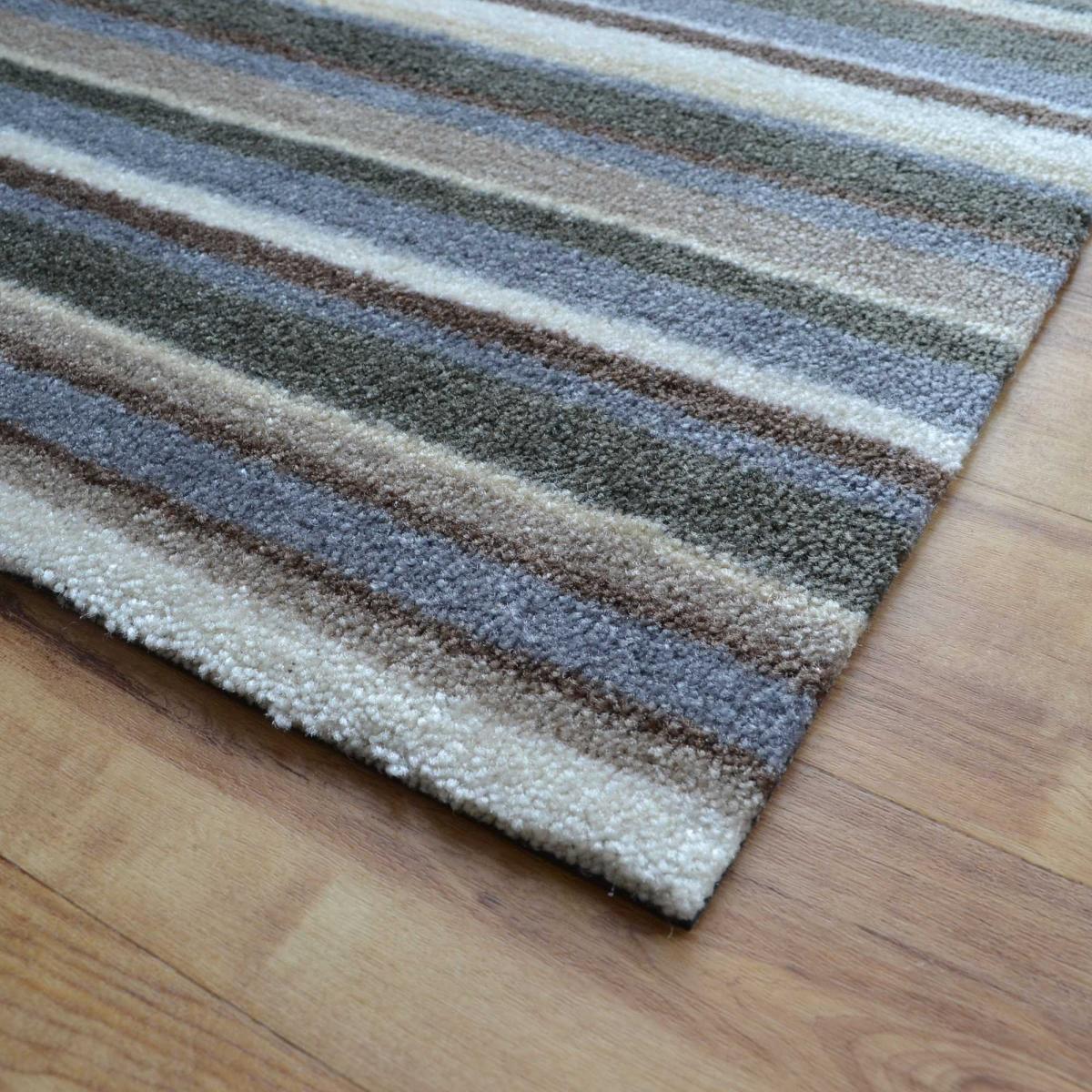 Hola Stripe Doormats in HL07 Grey Brown and Cream – image 2