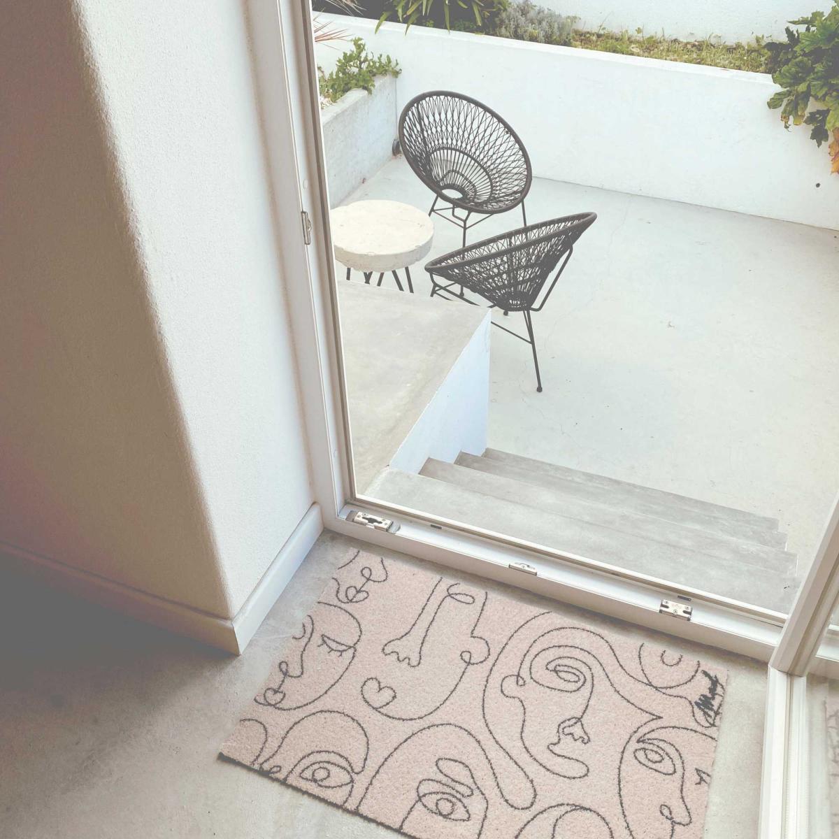 Alexander Abstract Portrait Washable Floor Mats in Beige – image 2