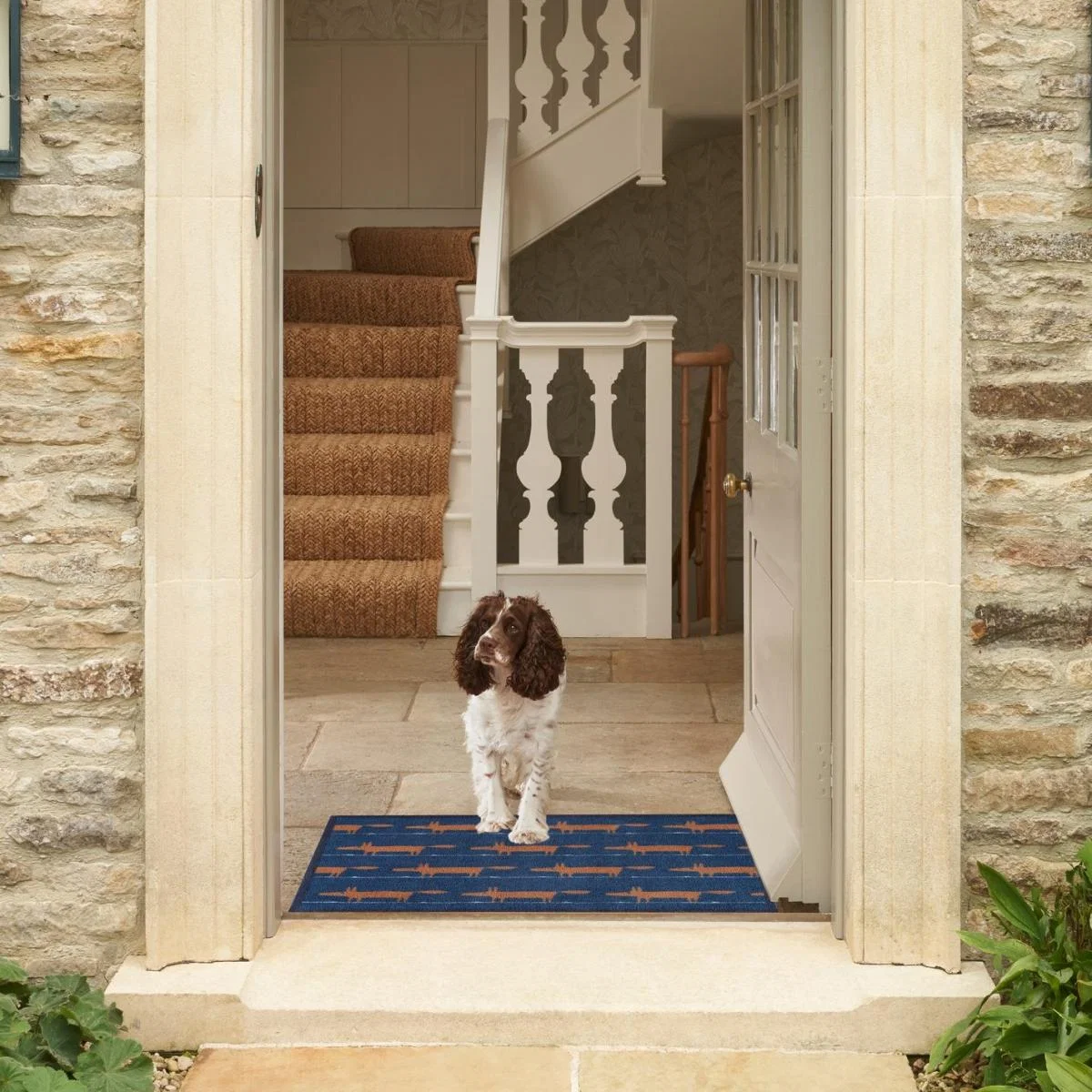 Mr Fox Running Doormats in Navy Blue by Scion 60x85cm – image 1
