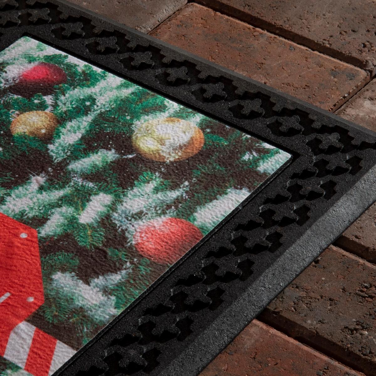 Santa Stop Here Christmas LED Light & Singing Doormats in Green 45x75cm – image 3
