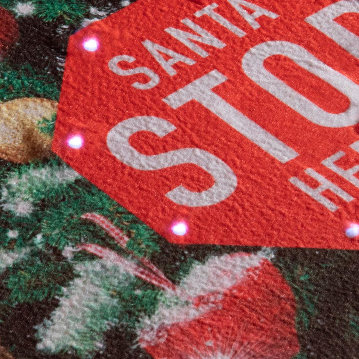Santa Stop Here Christmas LED Light & Singing Doormats in Green 45x75cm – image 1