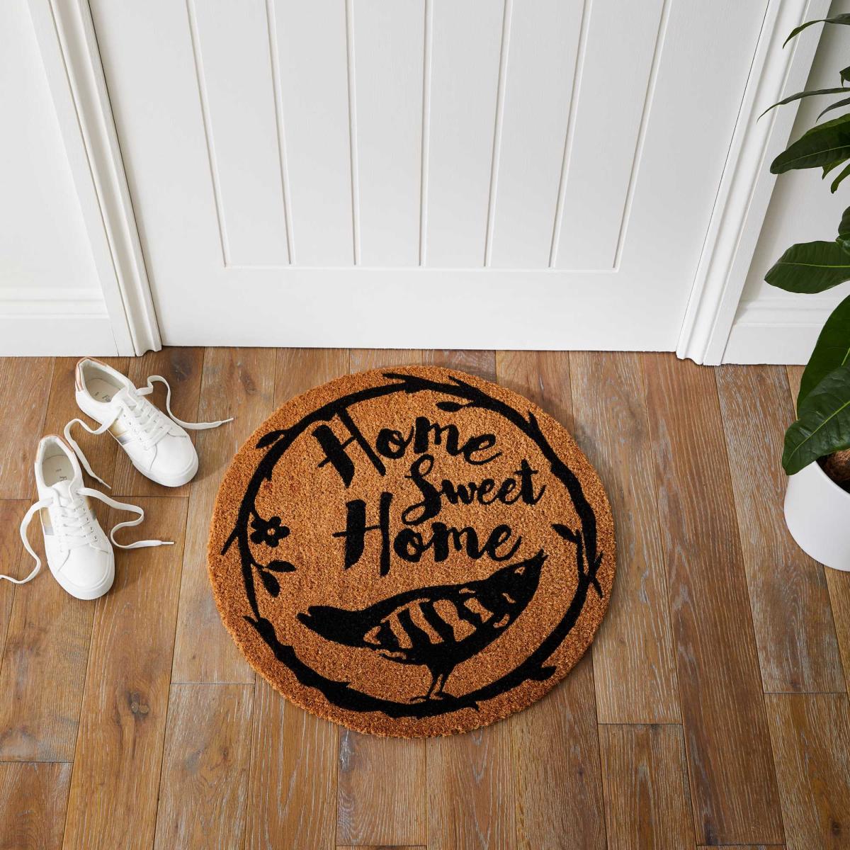 Home Sweet Home Coir Circle Round Doormats in Natural – image 2