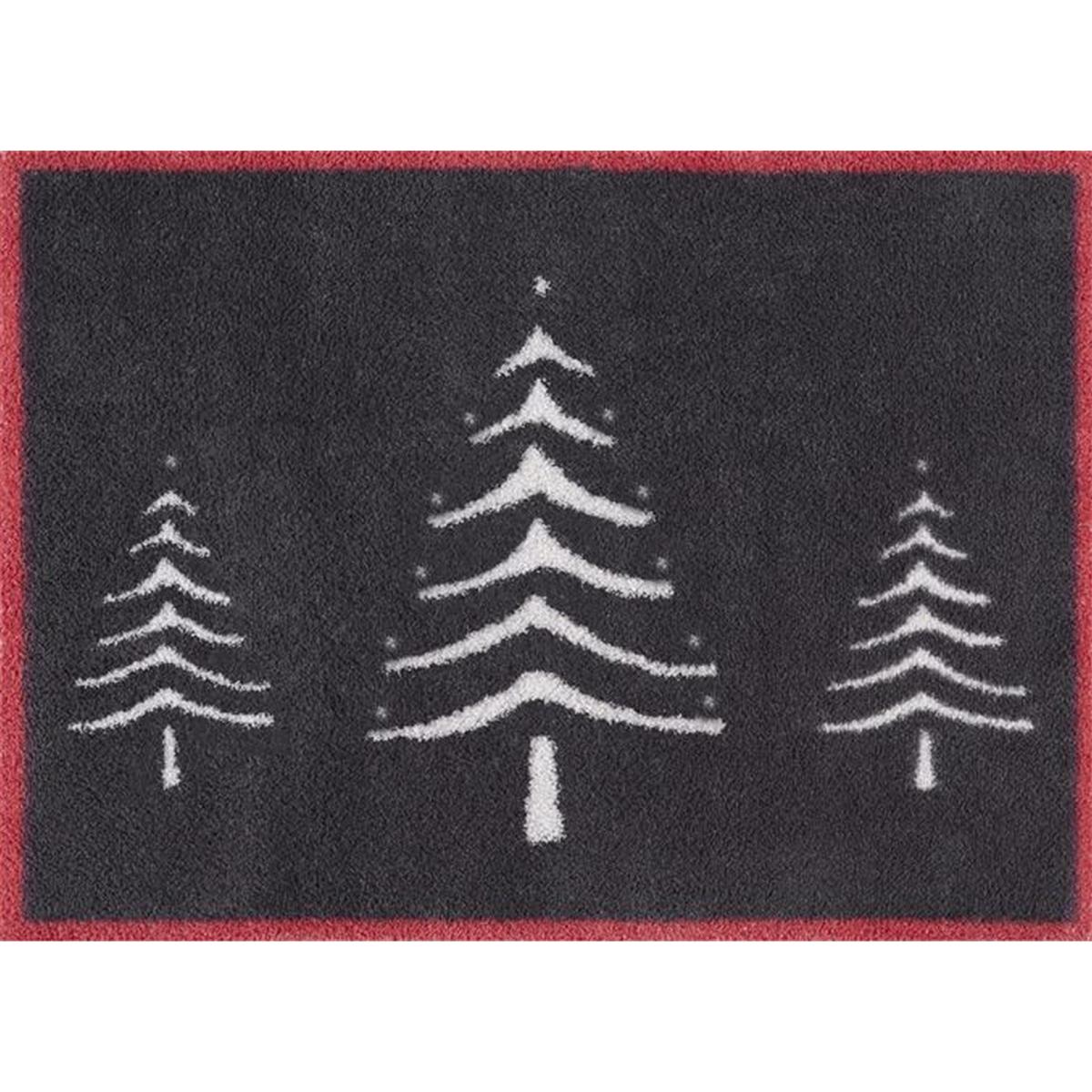 Christmas Scandi Trees Doormat in Red & Blue – image 2