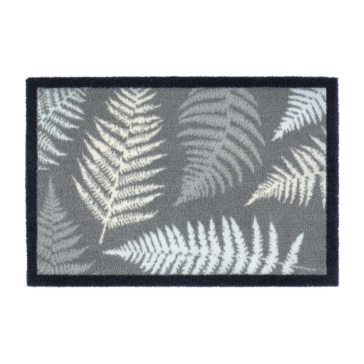 Leaves 2 Washable Anti Slip Doormat in Grey – image 1
