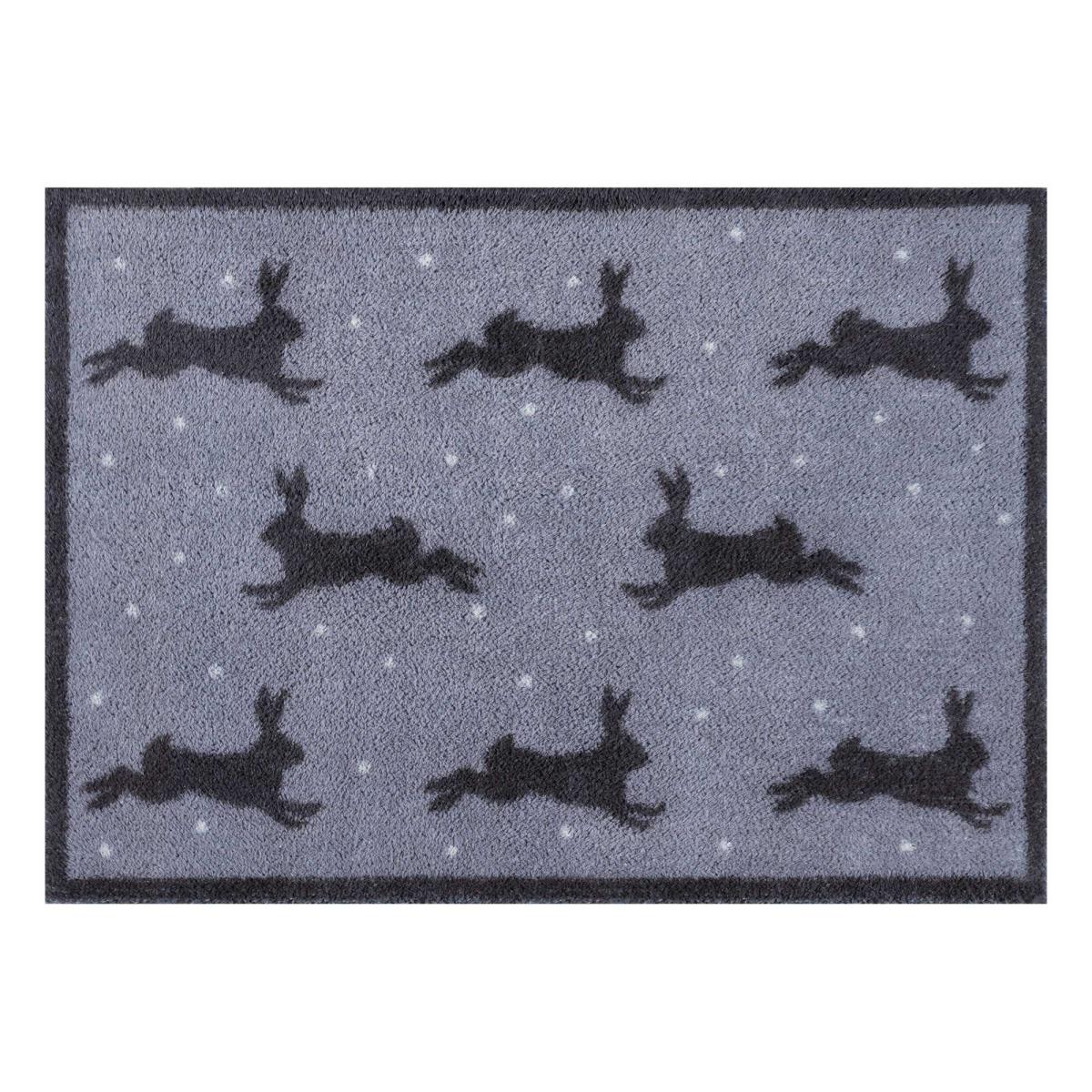 Christmas Hares Washable Doormats in Grey 60x85cm – image 3