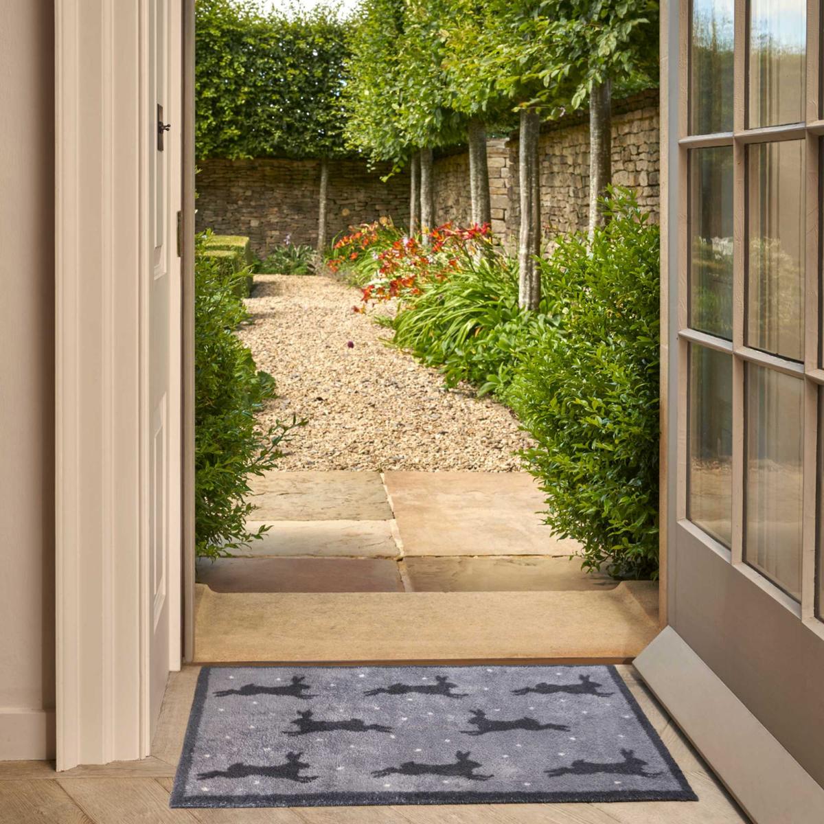 Christmas Hares Washable Doormats in Grey 60x85cm – image 1