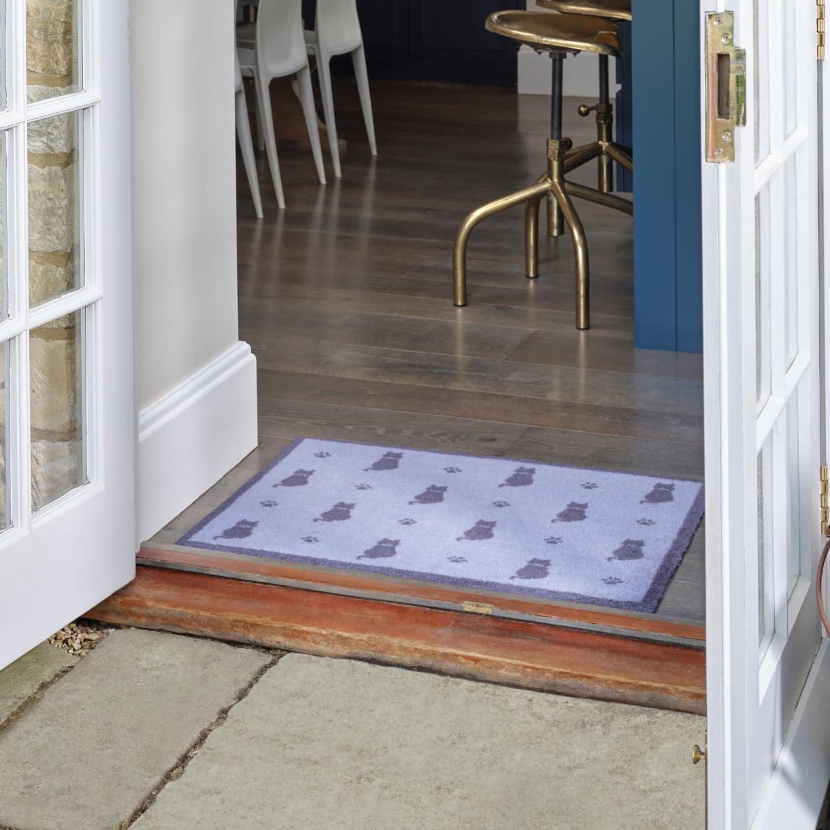 Cats and Paws Doormat Washable Doormats in Grey – image 1