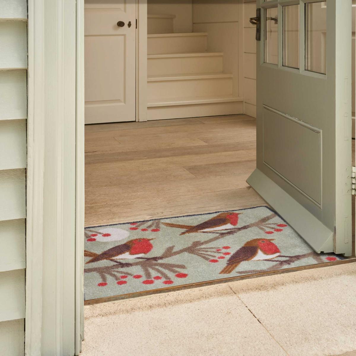 Christmas Red Robin Washable Doormats in Multi 60x85cm – image 2