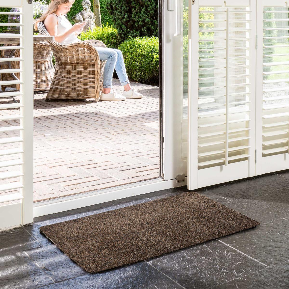 Plain Washable Doormat in Taupe Beige 50x80cm – image 1