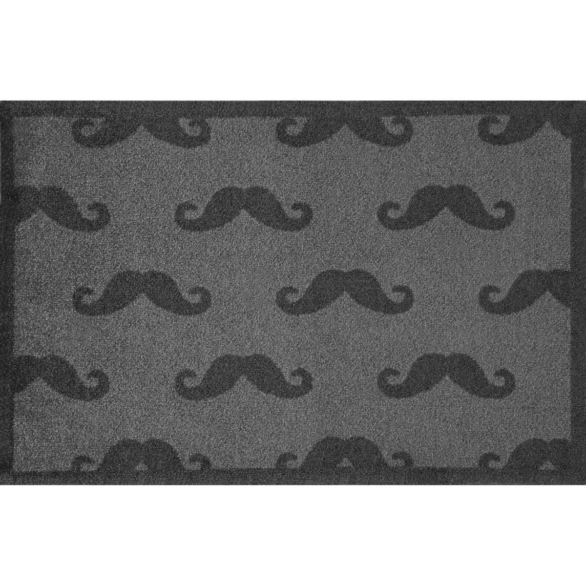 Lume Moustache Print Doormat in Grey Black – image 2