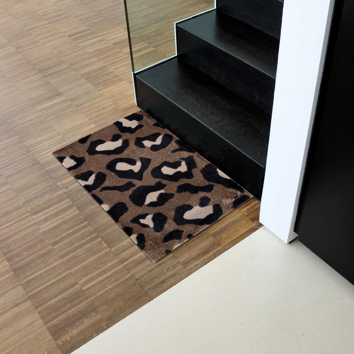 Joy Leopard Washable Floor Mats in Brown – image 1