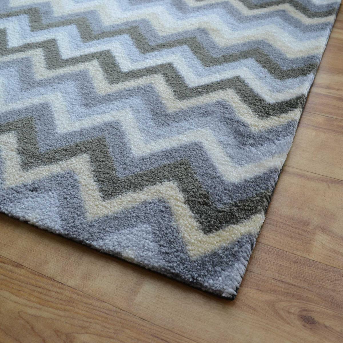 Hola Zig Zag chevron Doormats in Silver Grey and Cream – image 2