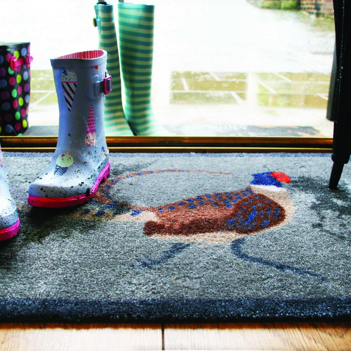 Pheasant Washable Anti Slip Doormat in Grey – image 1