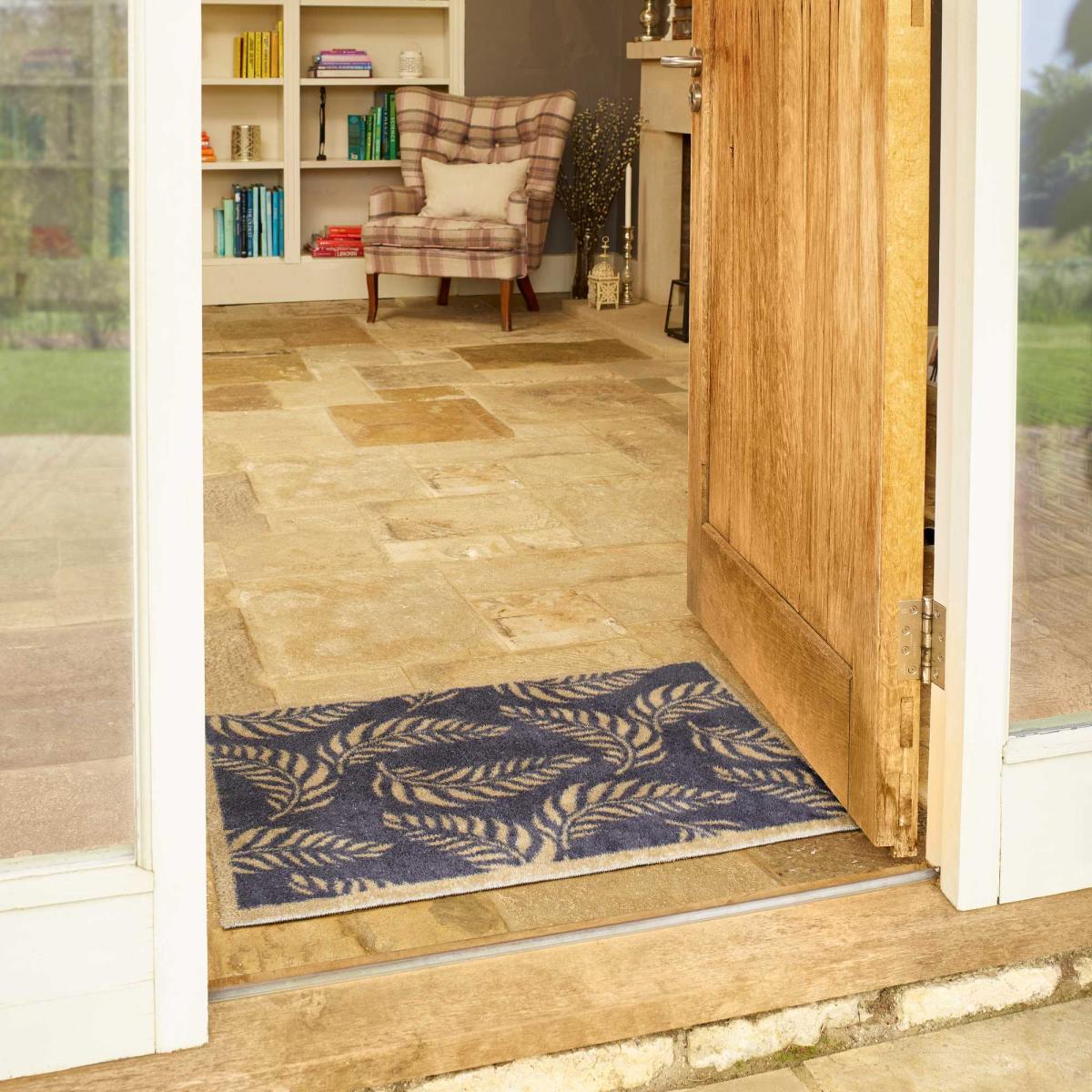 Leaf Scroll Doormats in Blue by Turtlemat – image 1