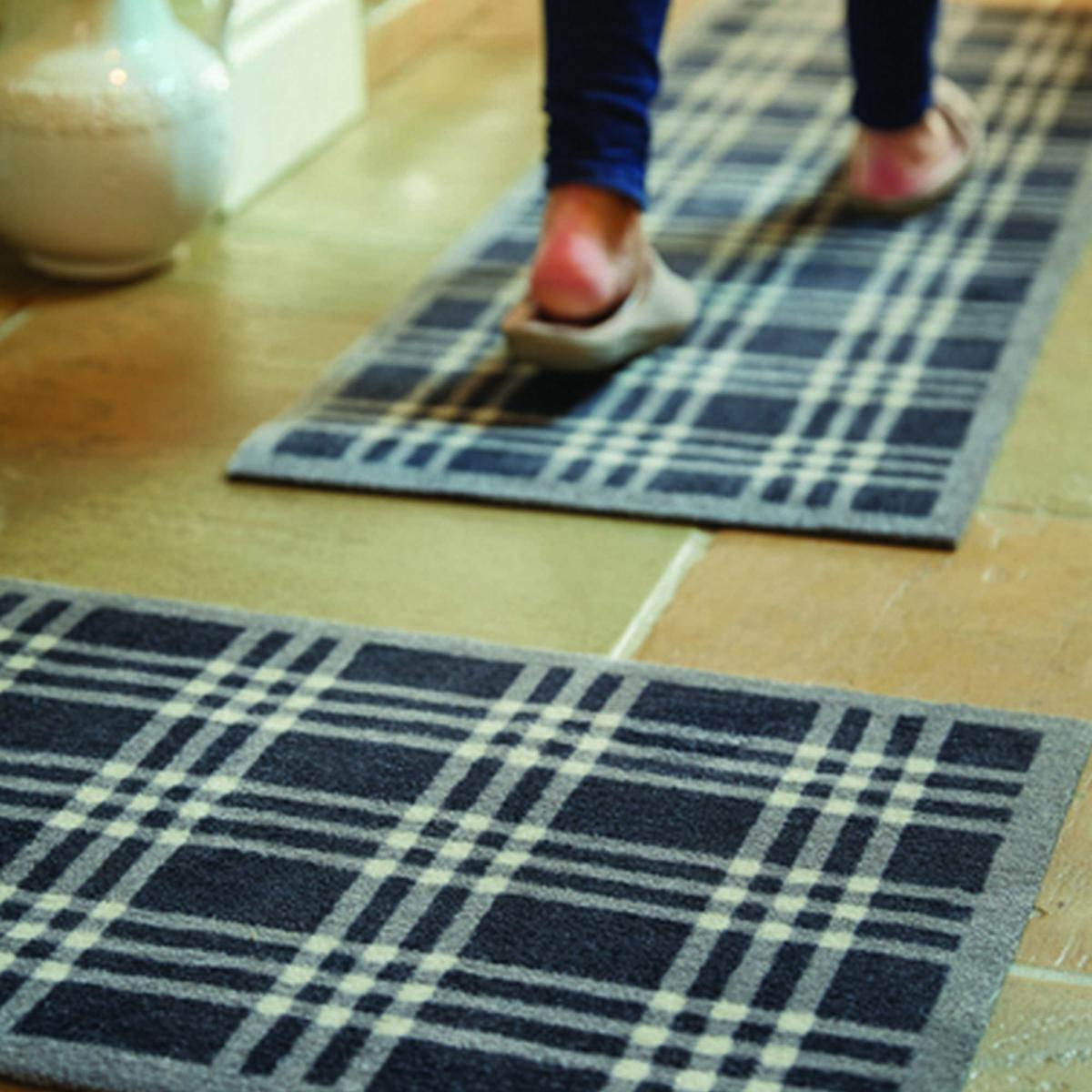 Tartan Washable Anti Slip Doormat in Grey – image 2