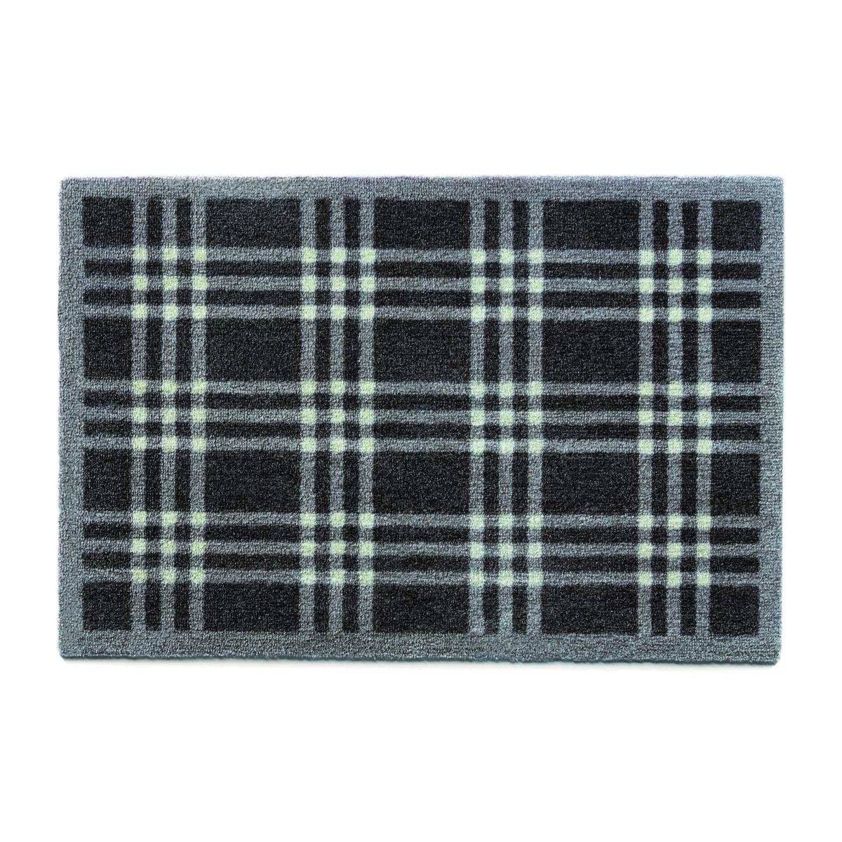 Tartan Washable Anti Slip Doormat in Grey – image 1