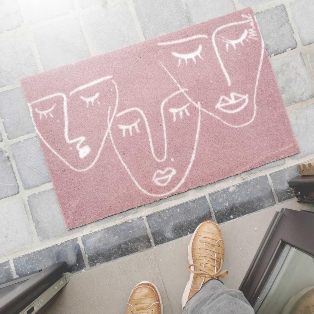 Alysa Abstract Portrait Washable Floor Mats in Terracotta – image 1