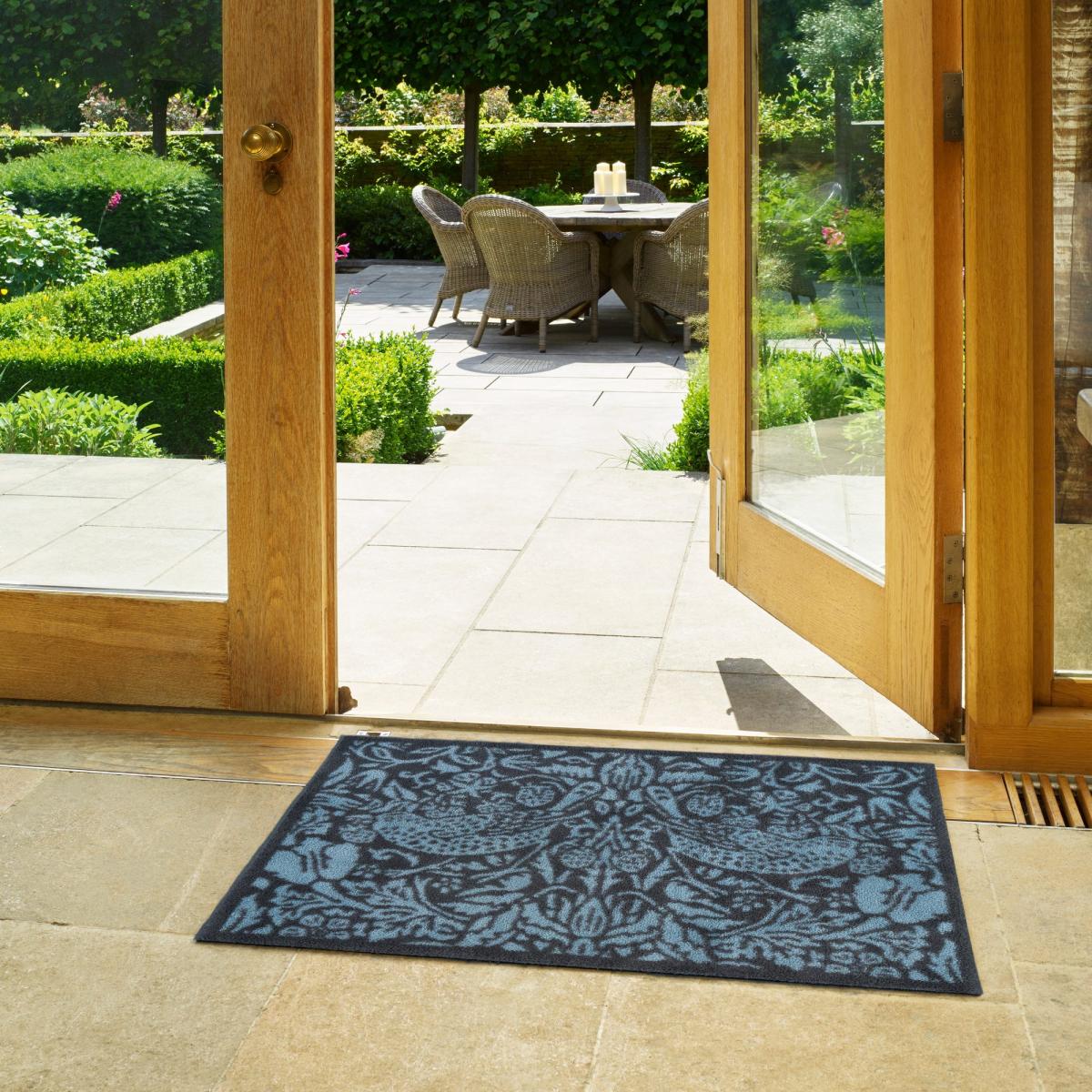 Pure Strawberry Thief Doormats in Blue by Morris and Co 60x85cm – image 2